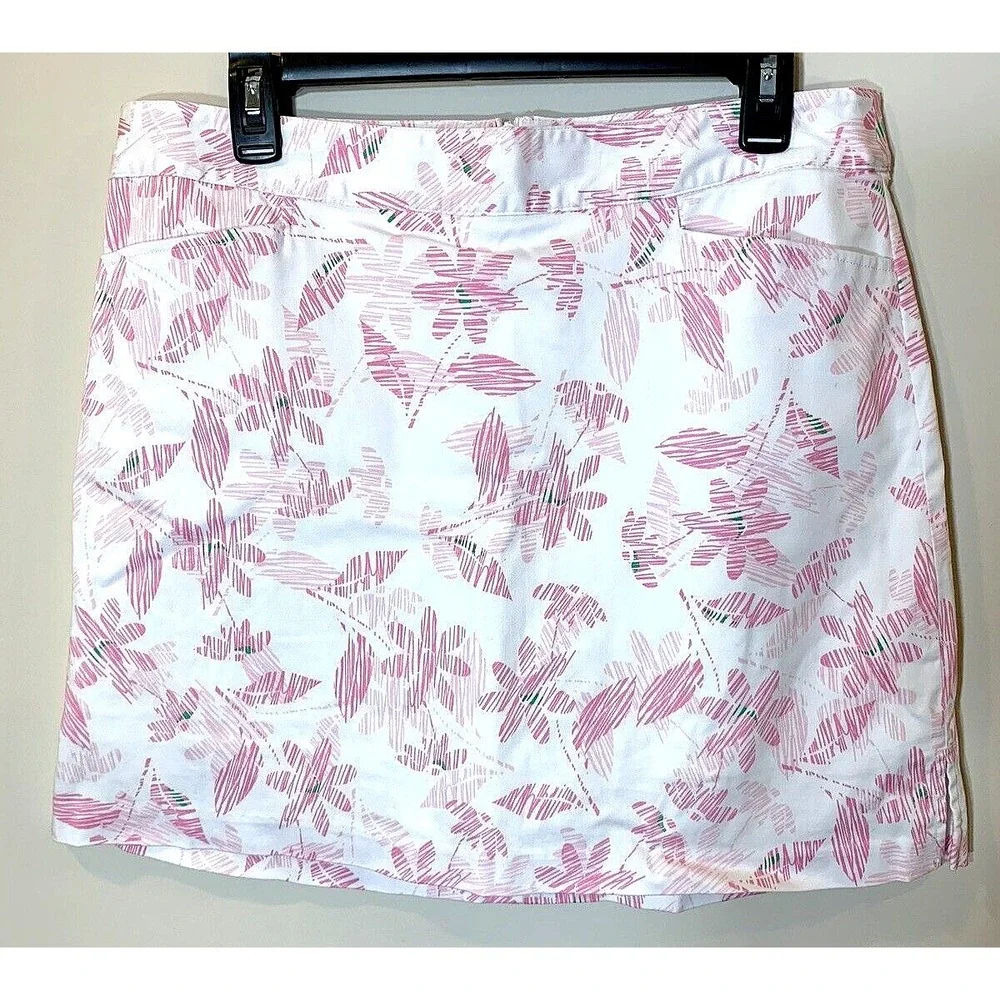 Lady Hagen Golf Skort Womens 10 Cotton Floral Pink Ribbon Breast Cancer Stretch - Picture 1 of 10